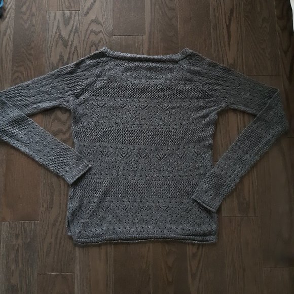 grey long sleeve see through knit sweater - Picture 2 of 2